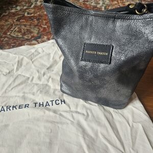 Parker Thatch Metallic Black Leather Bucket Bag